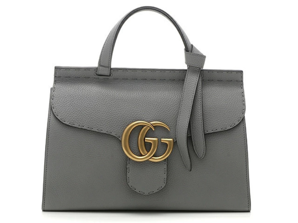 Gucci bag handbag GG Marmont gray leather
